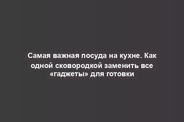 Самая важная посуда на кухне. Как одной сковородкой заменить все «гаджеты» для готовки