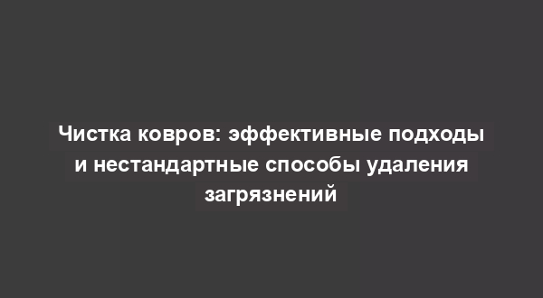 Чистка ковров: эффективные подходы и нестандартные способы удаления загрязнений