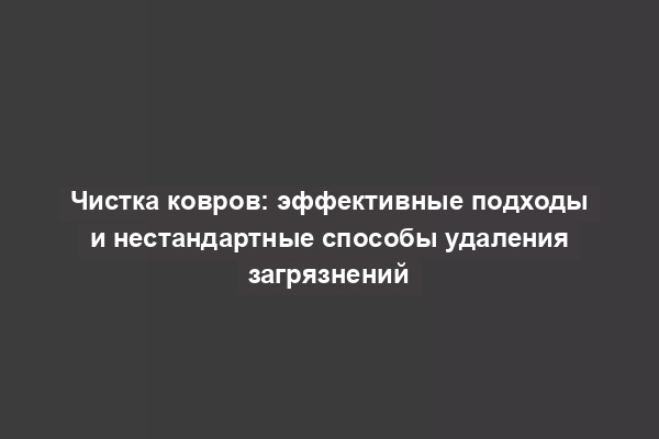 Чистка ковров: эффективные подходы и нестандартные способы удаления загрязнений