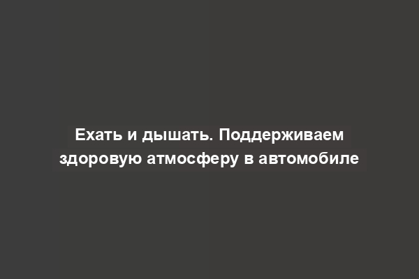 Ехать и дышать. Поддерживаем здоровую атмосферу в автомобиле